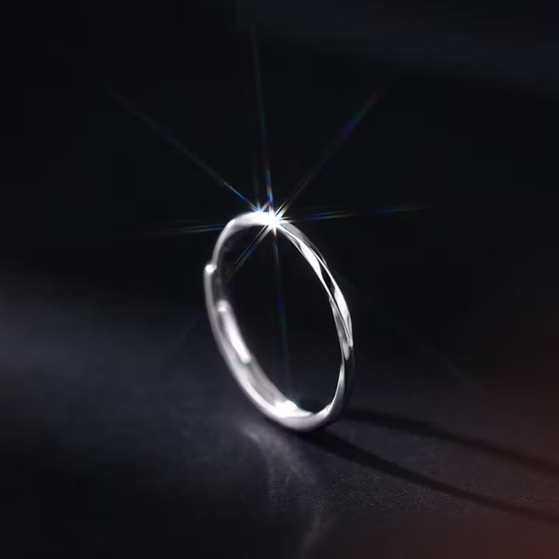 Minimalist Open Adjustable Ring – White & Golden Plated Unisex Design