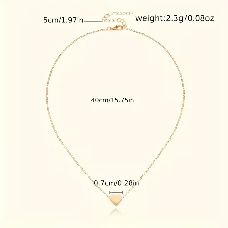 Hypoallergenic Stainless Steel Vintage Heart Pendant – Minimalist Collarbone Chain