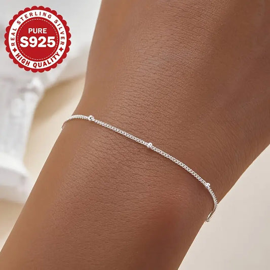 Pure S925 Silver Bead Bracelet – Cross Design