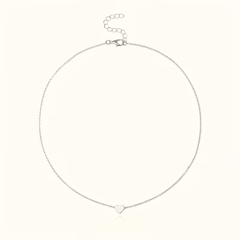Hypoallergenic Stainless Steel Vintage Heart Pendant – Minimalist Collarbone Chain