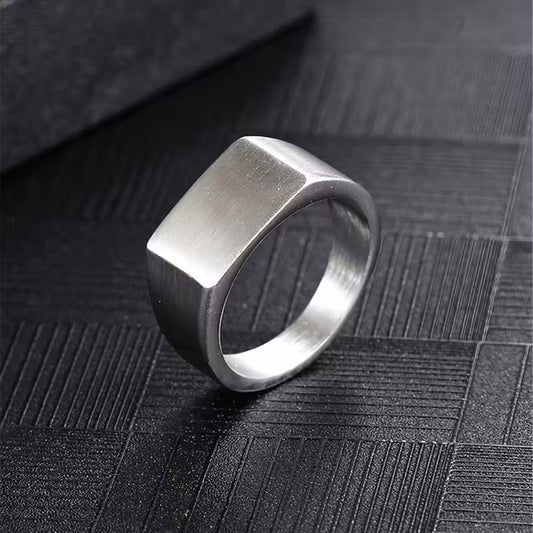 Single Stainless Steel Square Ring for Men